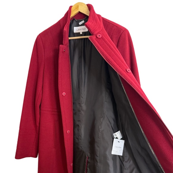Calvin Klein Red Wool Fitted Coat - Women’s Size 6 - Picture 7 of 15